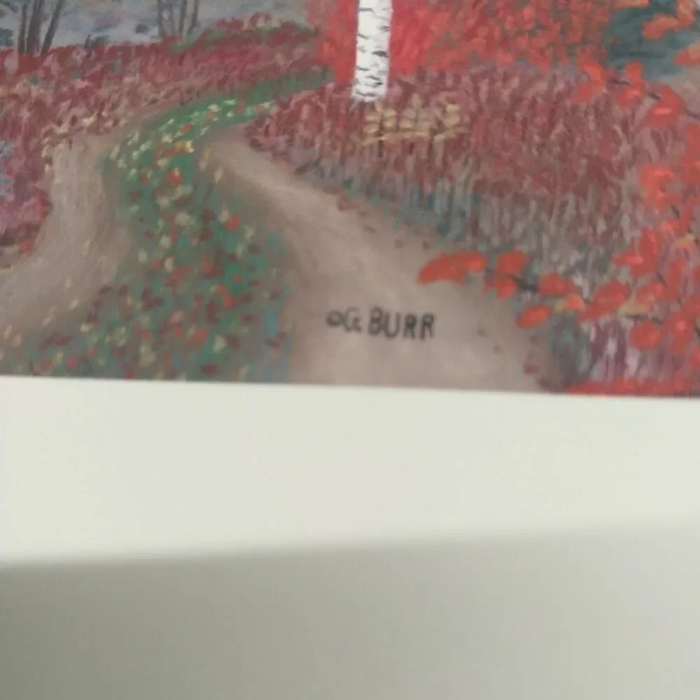 George Burr Autumn Birch Forest Print 12x6 Panoramic Fall Road Landscape Matted